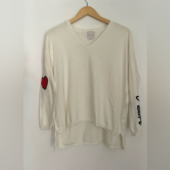 BRODIE Fine Cashmere Oversized V-Neck Sweater Cotton Cashmere Blend Relaxed Fit - Picture 8 of 9